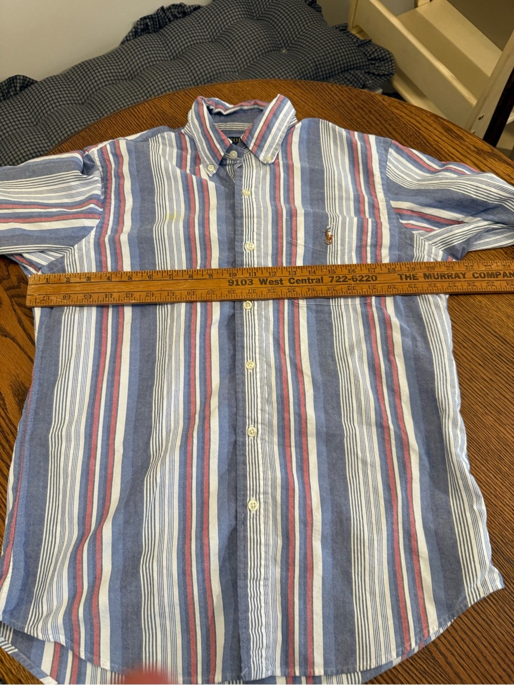 Polo Ralph Lauren Blue Vertical Stripe Button-Down 100% Cotton men’s Medium - Picture 8 of 10